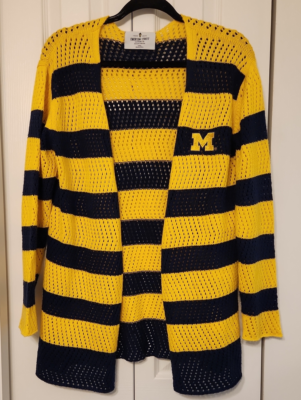 Emerson Street Clothing Co University Of Michigan Crochet Knit Cardigan
